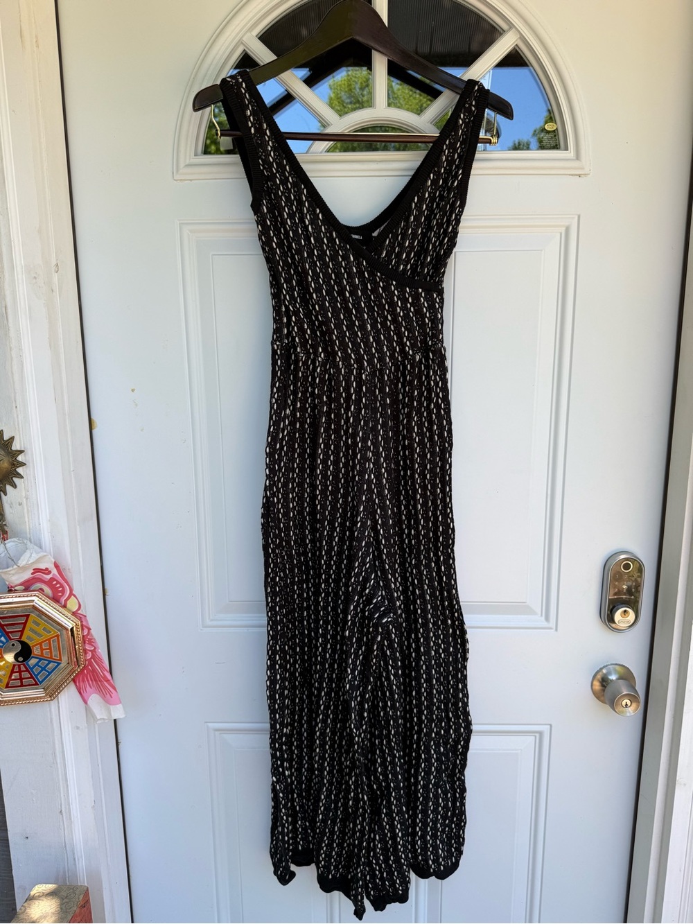 Black & White Patterned V-Neck Maxi Dress